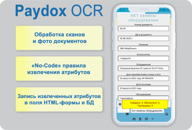 Обработка сканов и фото документов на основе «no-code» технологии извлечения реквизитов (OCR) в Payd